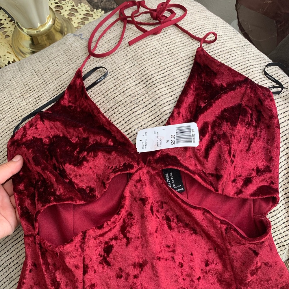 Long burgundy velvet dress from Forever 21!